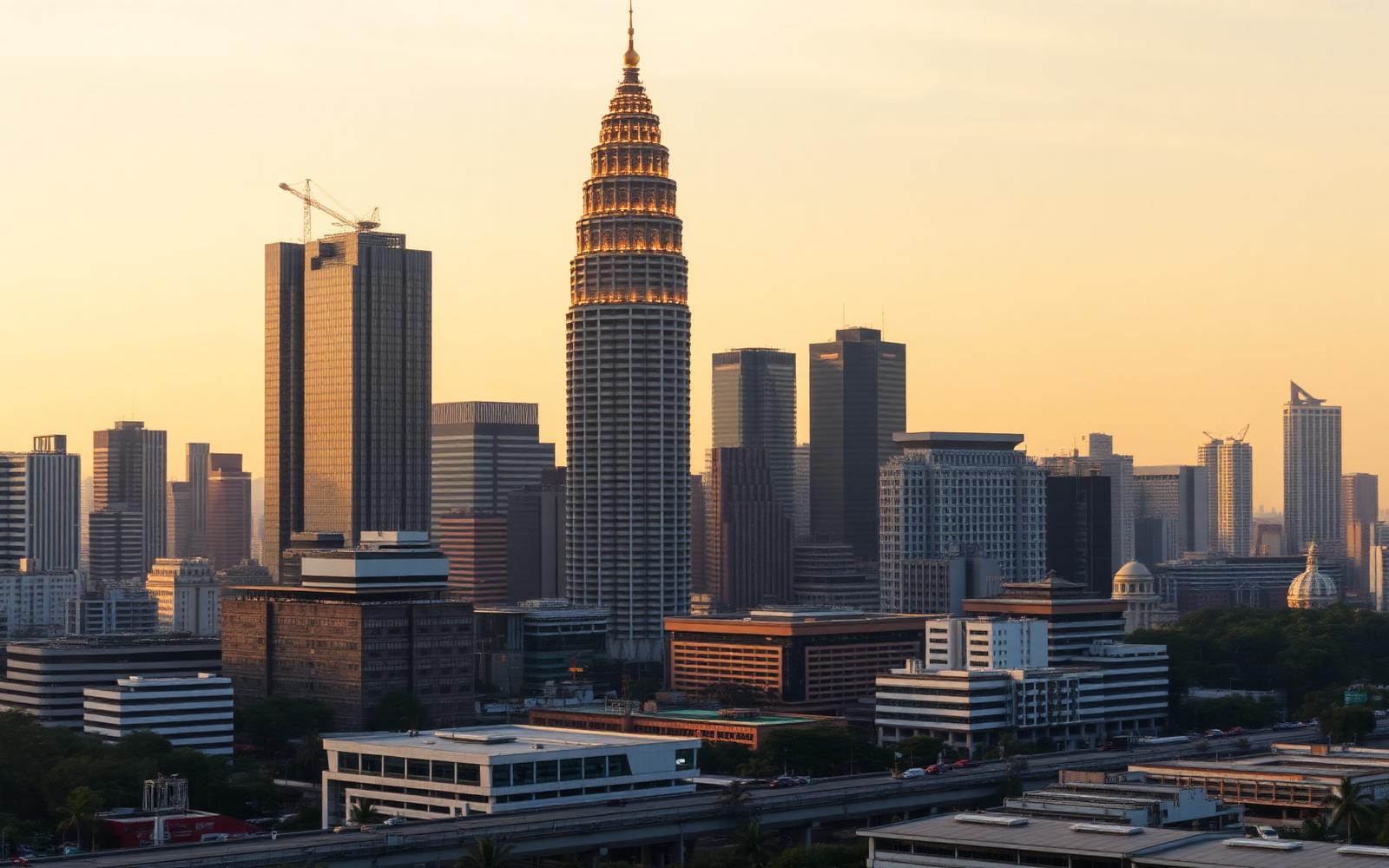 Kuala Lumpur skyline at golden hour